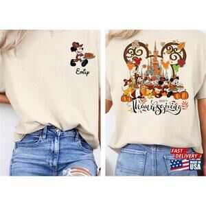 Disney Mickey And Friends Thanksgiving Family Tshirt Unisex 2 Sided